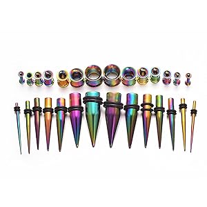 Amazon | Vogem ボディーピアス拡張 フレアセット 28点 12G-00G